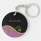 Porte-clés Balayage noir pourpre avec initial (Dos)