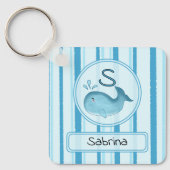 Porte-clés Baleine Bébé Mignon Rayures Bleues (Recto)