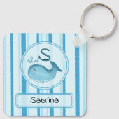 Porte-clés Baleine Bébé Mignon Rayures Bleues (Dos)