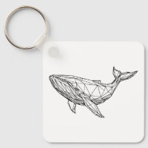Porte-clés baleine géométrique minimaliste