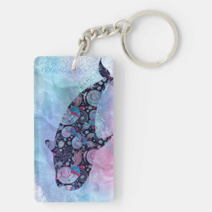 Porte-clés Baleine ornementale de silhouette