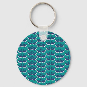 Porte-clés Baleines Bleues Blanches Animal Marin Vert Océan M