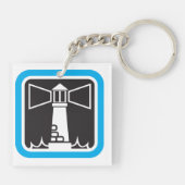 Porte-clés Balise de phare gras avec icône Ocean Waves (Dos)