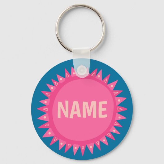 Porte-clés Balise PERSONNALISER IT Pink Blue Sunshine Name (Recto)