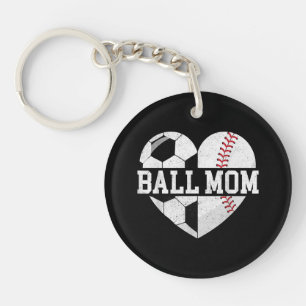 Porte-clés Ball Maman Chemise Coeur Funny Baseball Soccer Mam