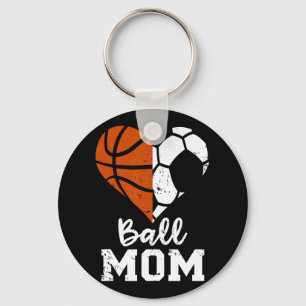 Porte-clés Ball Maman Coeur Amusant Football Basketball Maman