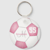 Porte-clés balle de football blanc rose rose (Recto)