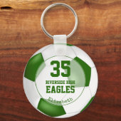 Porte-clés balle de football blanc vert avec équipe couleurs  (Recto)