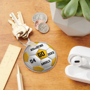 Porte-clés Balle de football jaune et blanc Porte - clé