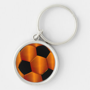 Porte-clés Balle de football orange et noir