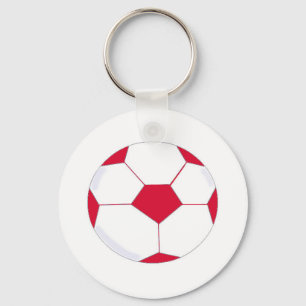 Porte-clés Balle de football rouge et blanc