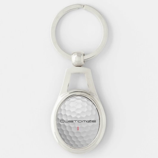 Porte-clés Balle de golf blanche texturée avec nom et numéro  (Devant)