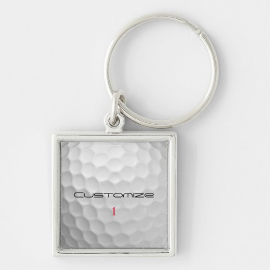 Porte-clés Balle de golf blanche texturée avec nom et numéro (Devant)
