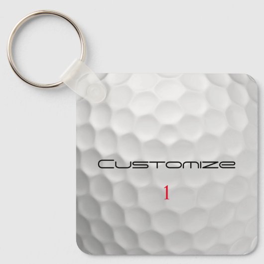 Porte-clés Balle de golf blanche texturée avec nom et numéro (Recto)