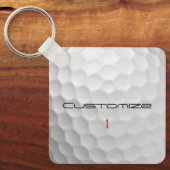 Porte-clés Balle de golf blanche texturée avec nom et numéro (Recto)