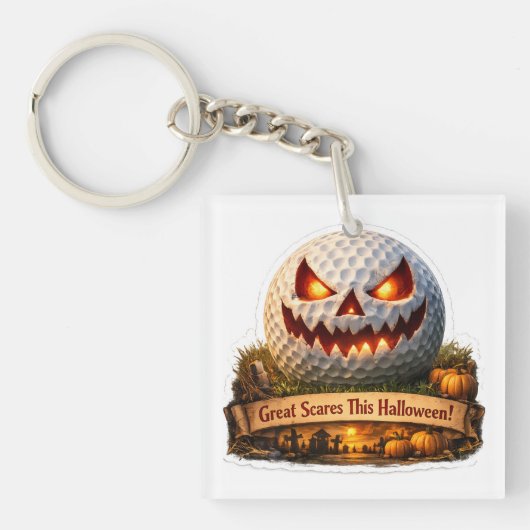 Porte-clés balle de golf drôle d'Halloween (Devant)
