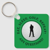 Porte-clés Balle de golf Golfeur Classique Silhouette Vert No (Recto)