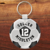 Porte-clés Balle de sport de football noir et blanc (Recto)