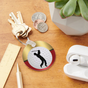 Porte-clés Balle de sport de golf et golfeur Fond élégant