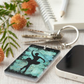 Porte-clés Ballerina Ballet Dancer Silhouette en bleu (Devant droit)