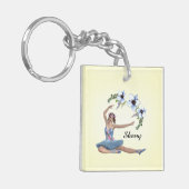 Porte-clés Ballerina en bleu Nom personnel Jaune (Devant gauche)