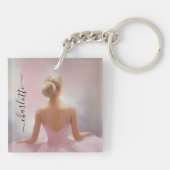 Porte-clés Ballerina peinte en rose (Dos)