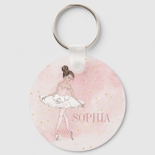 Porte-clés Ballerina Personal Girl Pink Gold Keychain (Recto)
