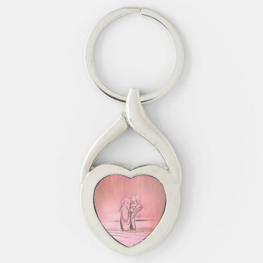 Porte-clés Ballerina rose sur les orteils Bague à clé métalli (Devant)