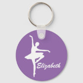 Porte-clés Ballerina violette personnalisée (Recto)