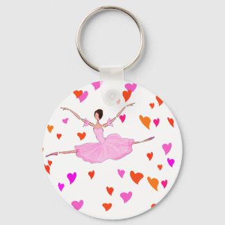 Porte-clés Ballerine dansant dans des cœurs colorés