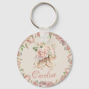 Porte-clés Ballet Dancer Rose Floral Personnalisé