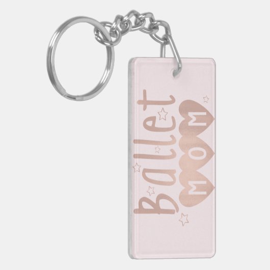 Porte-clés Ballet Maman Rose Rose Or Étoiles & Coeurs (Devant gauche)