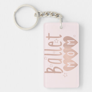 Porte-clés Ballet Maman Rose Rose Or Étoiles & Coeurs