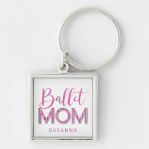 Porte-clés Ballet rose Maman Éclairer Typographie Diamond