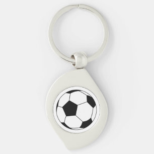 Porte-clés Ballon de football noir et blanc sur fond blanc