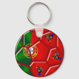 Porte-clés Ballon de football portugais de drapeau pour le