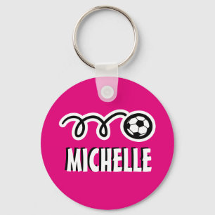 Porte-clés ballon de football rose personnalisé po