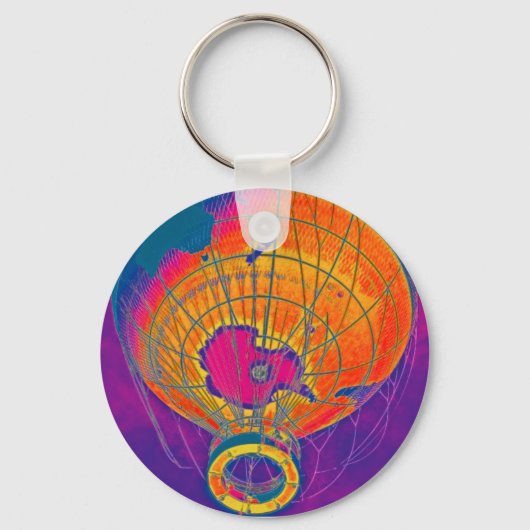 Porte-clés Ballon mondial multicolore, ciel violet (Recto)