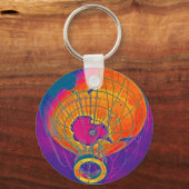Porte-clés Ballon mondial multicolore, ciel violet (Recto)