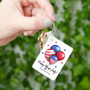 Porte-clés ballon personnalisé Joyeux 4 juillet US