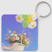 Porte-clés Ballon Smiley et Panier de Fleurs (Dos)