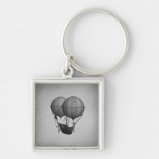 Porte-clés Ballons à air chaud en argent vapeur avec navire (Devant)