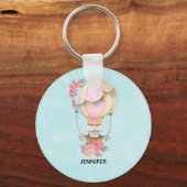 Porte-clés Ballons à air chaud mignon avec aquarelle à ours (Recto)