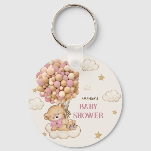 Porte-clés Ballons de l'ours en peluche beige rose (Recto)
