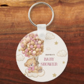 Porte-clés Ballons de l'ours en peluche beige rose (Recto)