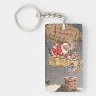 Porte-clés Balloon à air chaud Santa Claus Porte - clé Vintag