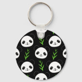 Porte-clés Bambou Motif Kawaii Panda En Blanc Noir (Verso)