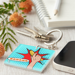 Porte-clés Banane dans le style de la bande dessinée Art Pop