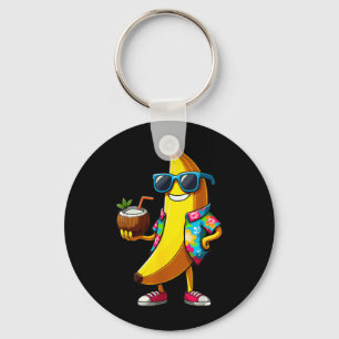 Porte-clés Banane portant des lunettes de soleil buvant un ét