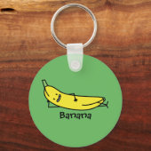 Porte-clés Banane souriante, allongée et relaxante (Recto)